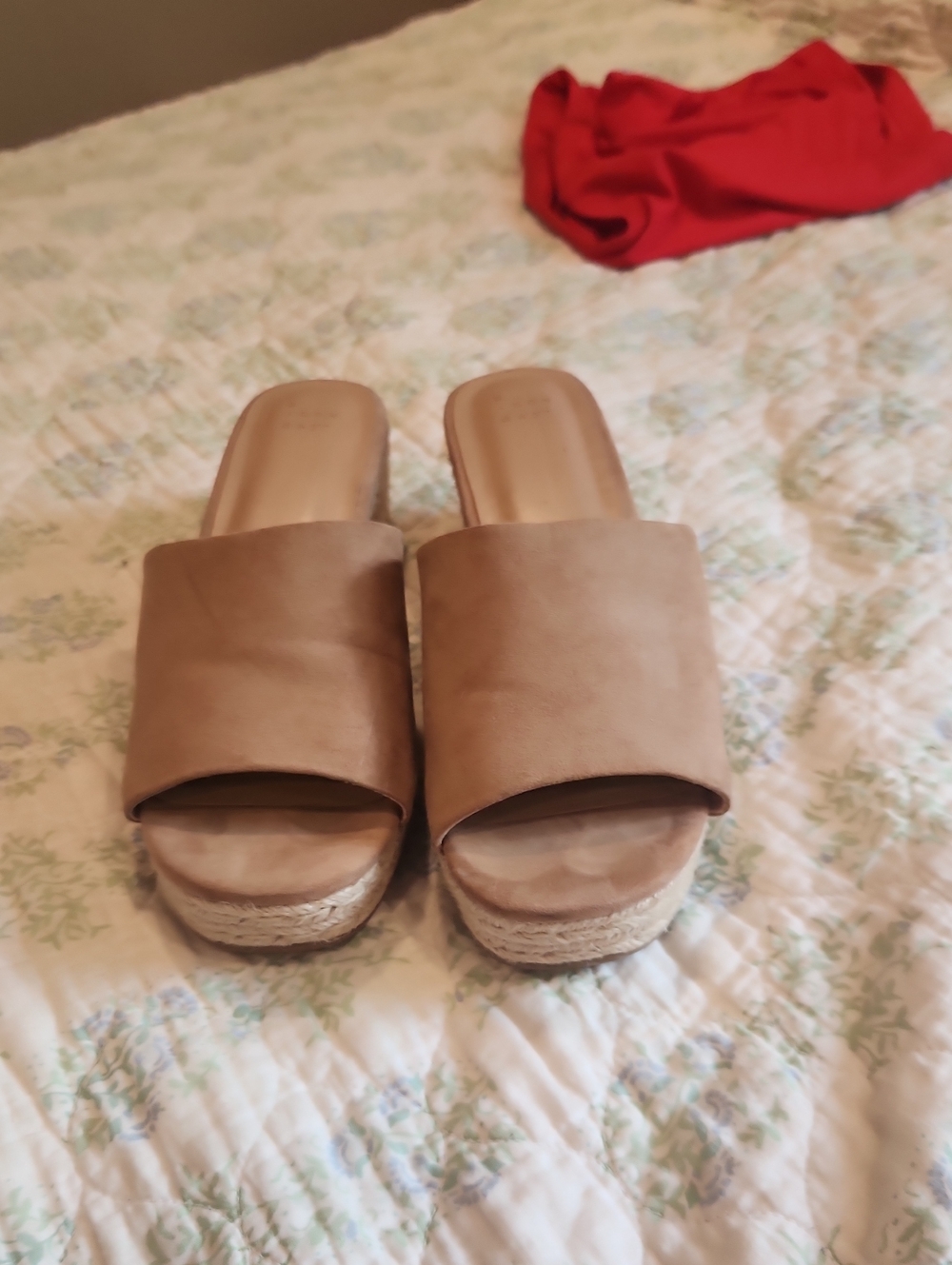 a new day Tan Slide Espadrille Wedge Sandals